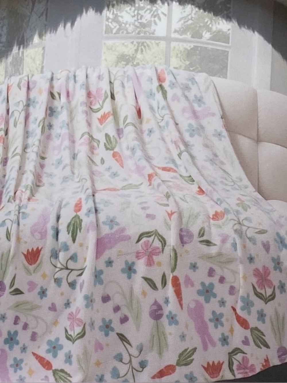 Floral Pastel Throw Blanket - White with Multicolor Floral Print